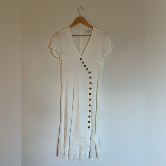 Madewell Linen-Blend Button-Wrap Dress - Picture 5 of 7